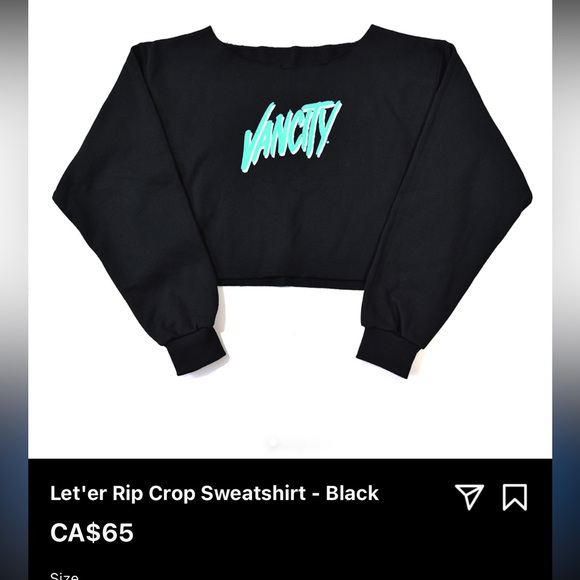 Vancityoriginal Let’er Rip Crop Sweatshirt - Picture 4 of 4